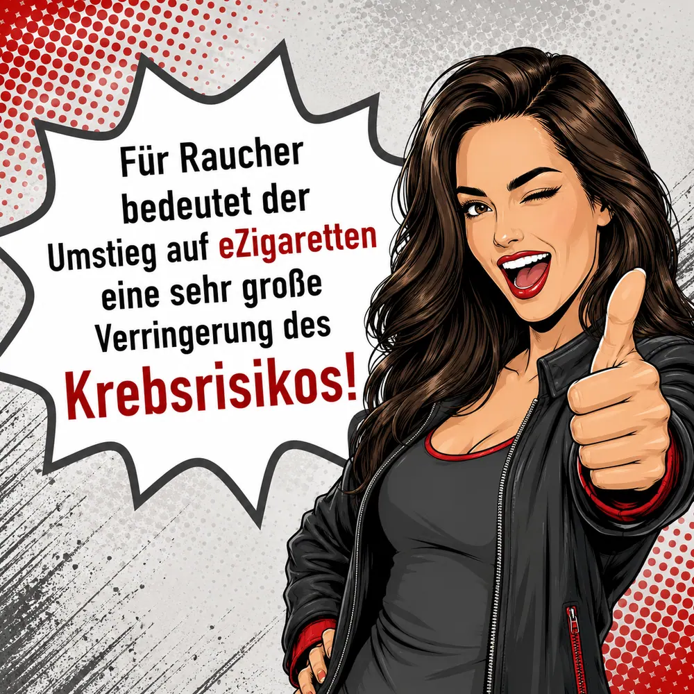 Faktenbild 4: Wer vollständig von der Tabakzigarette auf die E-Zigarette umsteigt, reduziert nach aktuellem Kenntnisstand die Belastung durch zahlreiche Schadstoffe erheblich.