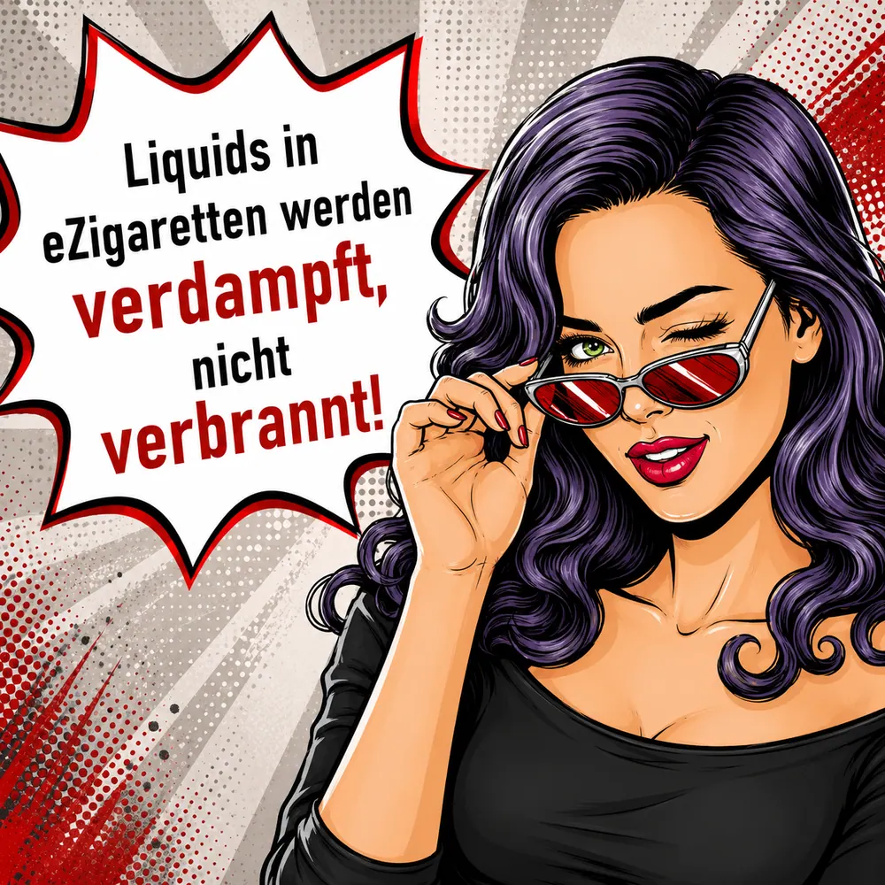 Faktenbild 6: Beim Dampfen wird ein Liquid erhitzt und verdampft. Im Gegensatz zur Tabakzigarette findet keine Verbrennung von Tabak statt.